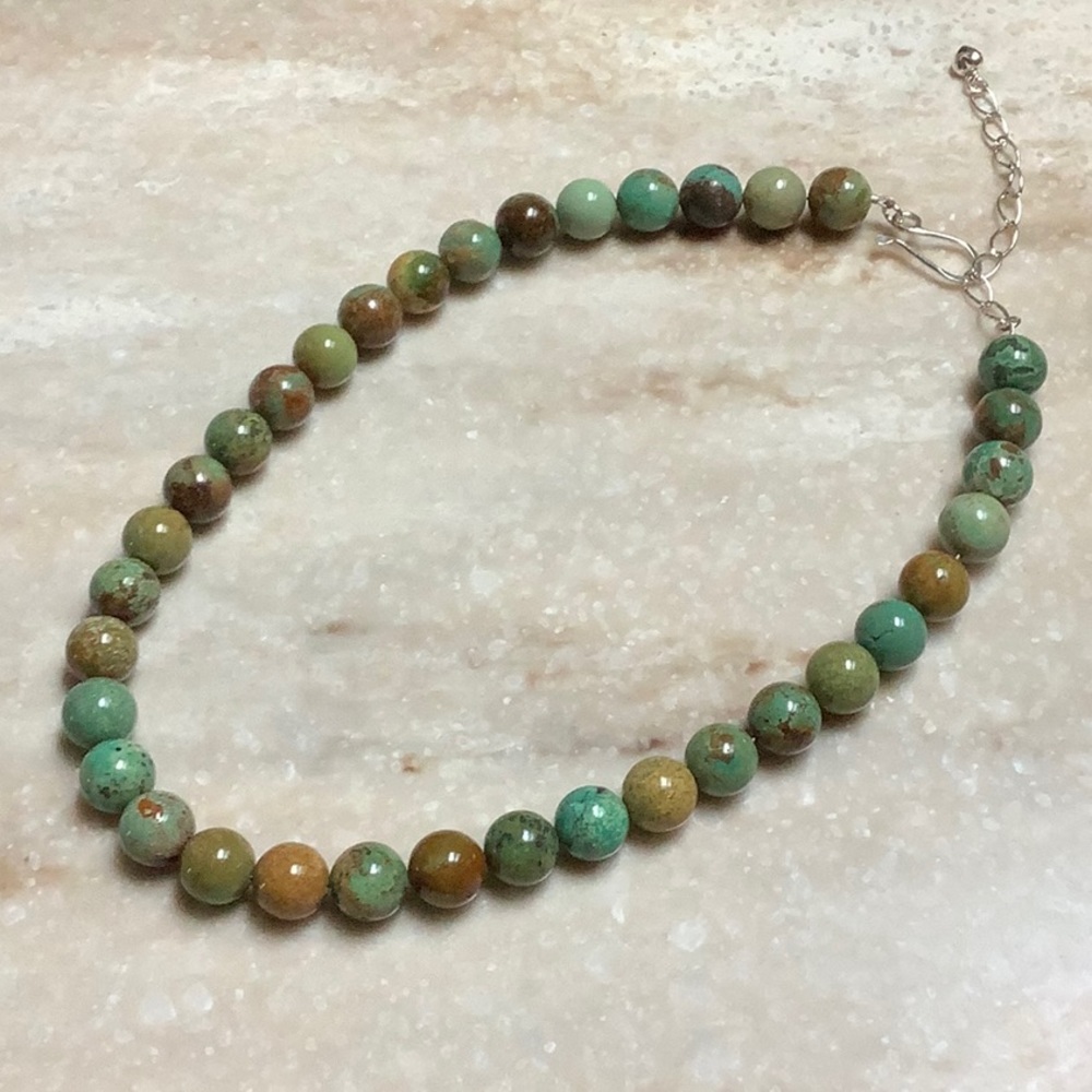 😍925 Silver Green Turquoise Necklace😍NWOT